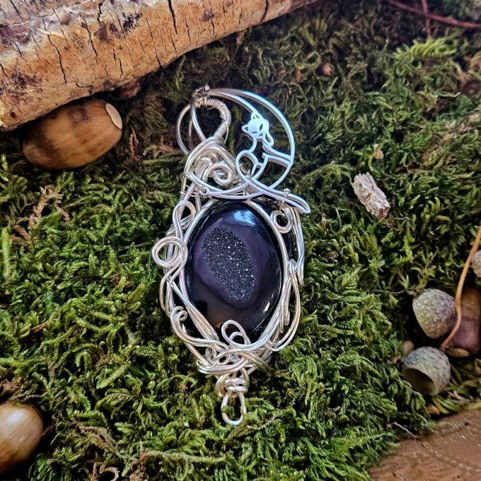 Onyx  Noire Druzy   -Lune du chat 