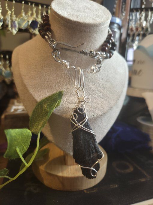 Choker Bea -Dysthene , Oeil D’Aigle et Obsidienne Acajou