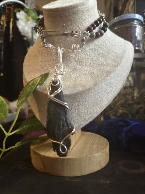 Choker Bea -Dysthene , Oeil D’Aigle et Obsidienne Acajou