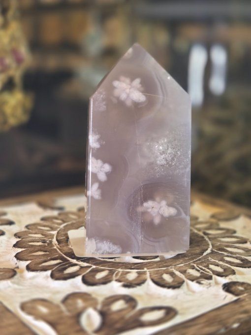 Tour agate fleur 65 mm