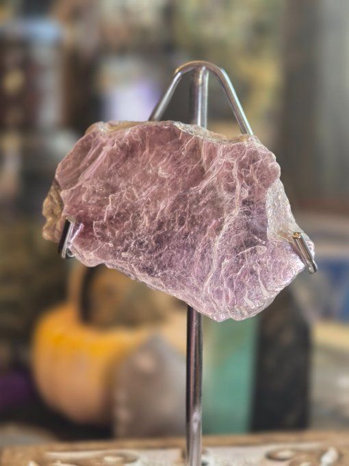 Tranche Brut lepidolite gemme 60 mm