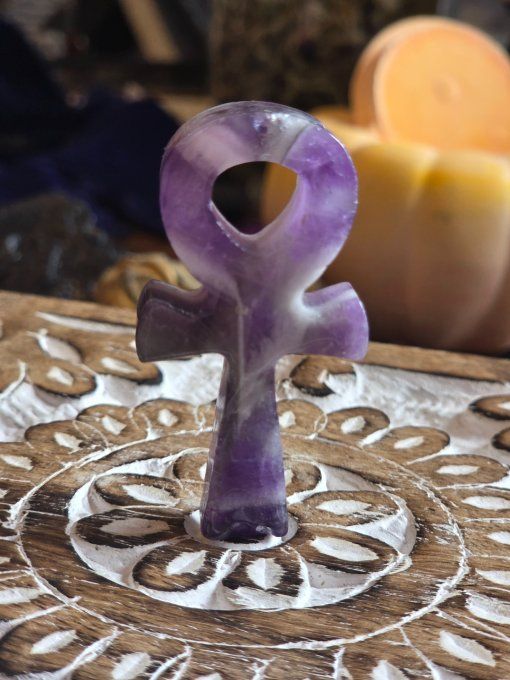  Réserver Collier Ankh améthyste chevron