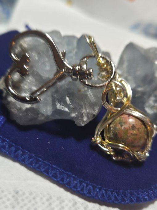 Porte clé Unakite – Énergie, Harmonie & Sérénité  .