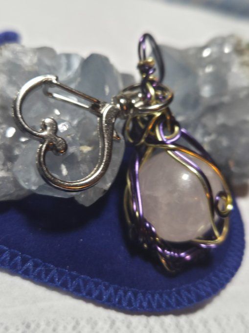 Porte clé , sphére Quartz rose 