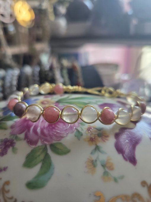 Bracelet jaspe fleur de sakura 