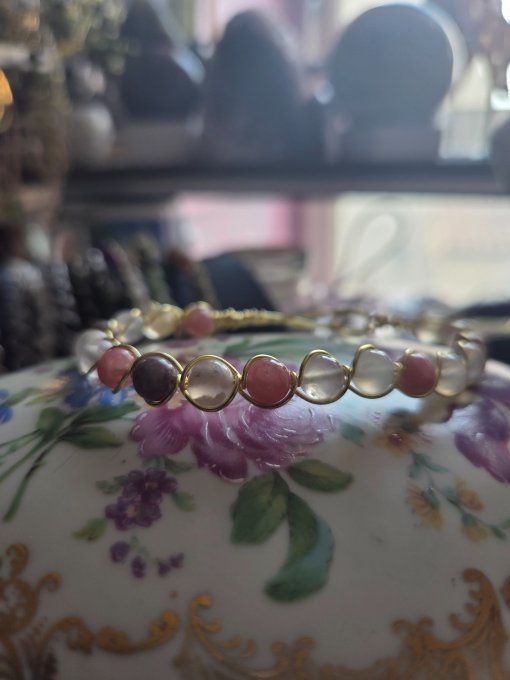 Bracelet jaspe fleur de sakura 