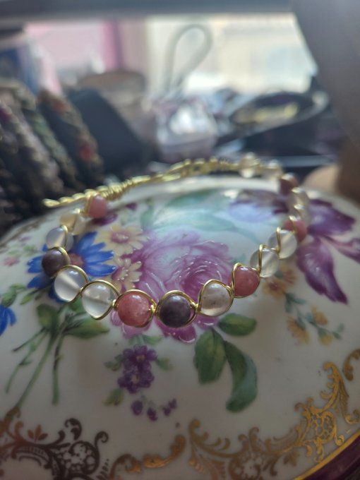 Bracelet jaspe fleur de sakura 