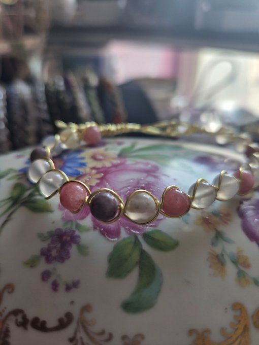Bracelet jaspe fleur de sakura 