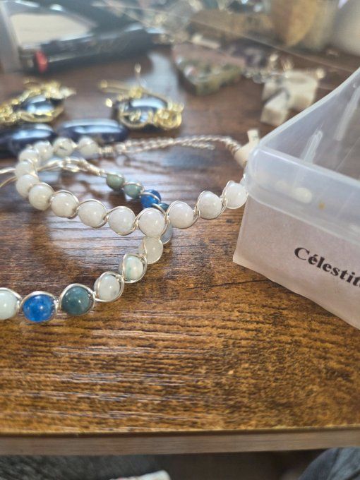Bracelet aigue marine celestite