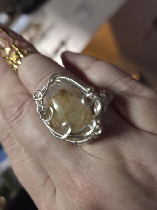 Bague Quartz rutile - silver Ajustable 