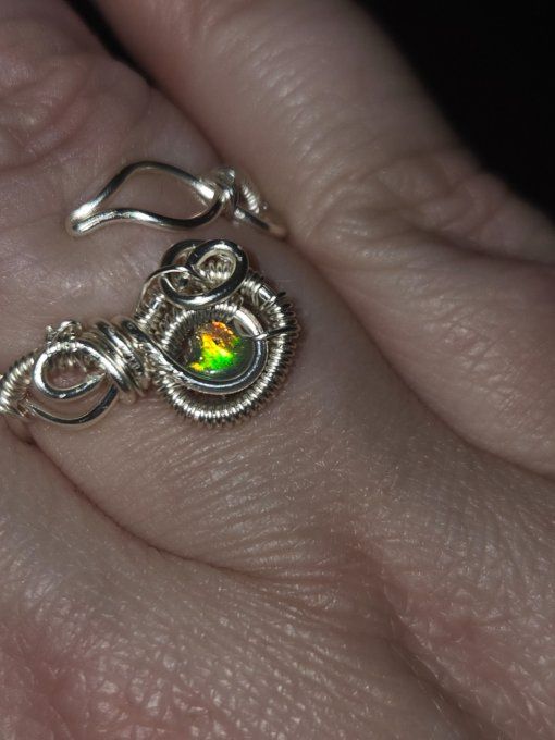 Bague opale noire ajustable -Créativité, Équilibre & Protection Émotionnelle  