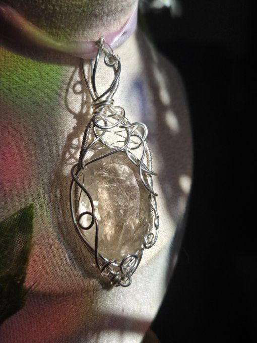 Amulette argent Quartz Rutile : deprime , confiance & joie 