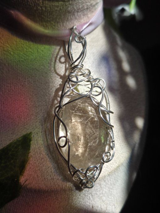 Amulette argent Quartz Rutile : deprime , confiance & joie 
