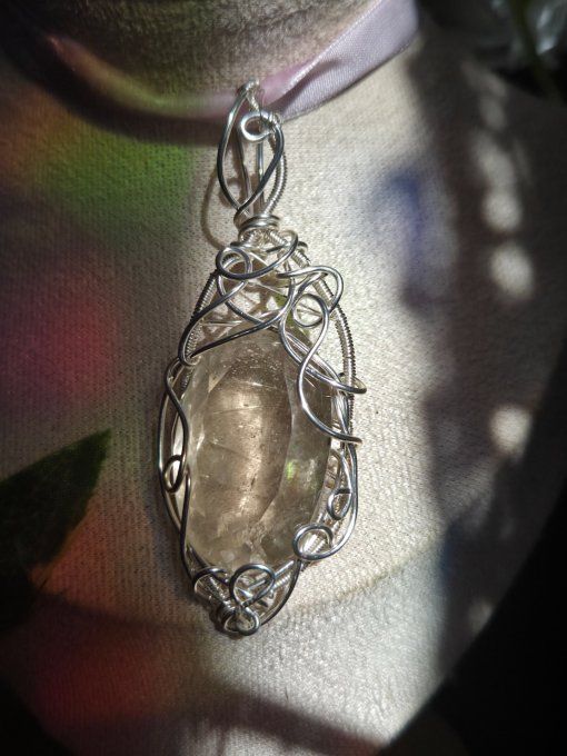 Amulette argent Quartz Rutile : deprime , confiance & joie 