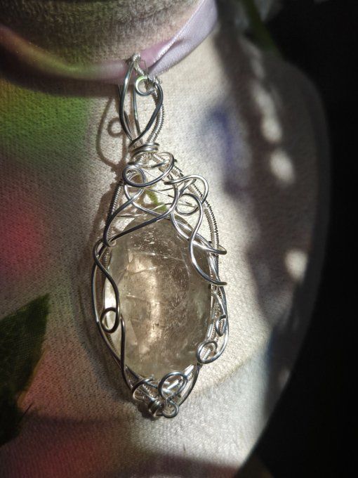 Amulette argent Quartz Rutile : deprime , confiance & joie 