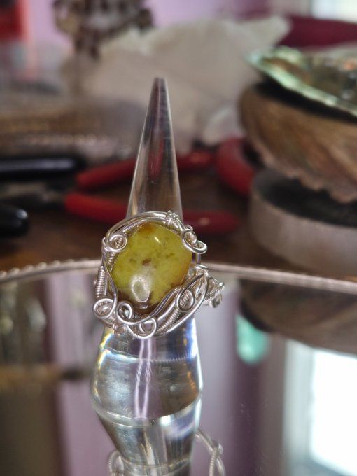 Bague Opale Verte  - Qualité extra 