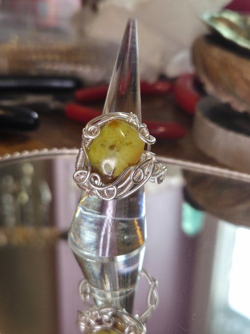 Bague Opale Verte  - Qualité extra 