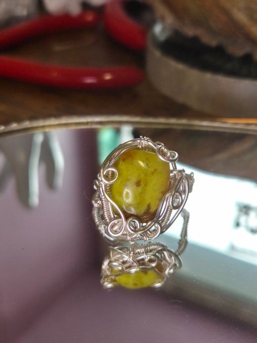 Bague Opale Verte  - Qualité extra 