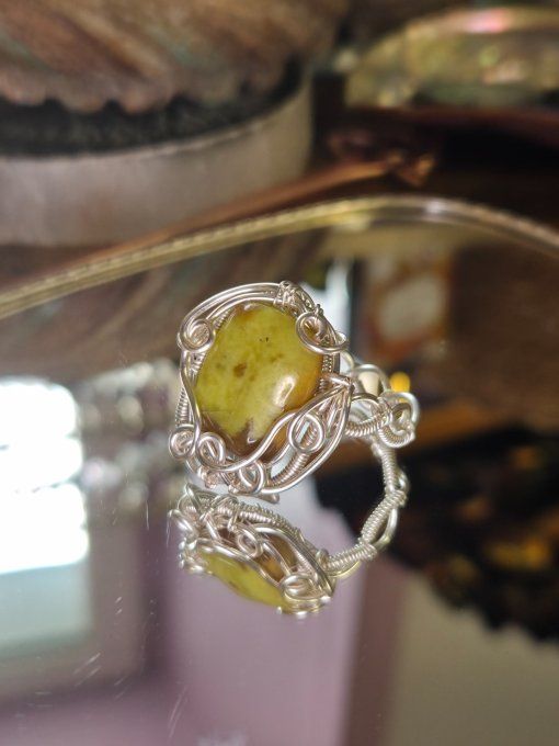 Bague Opale Verte  - Qualité extra 