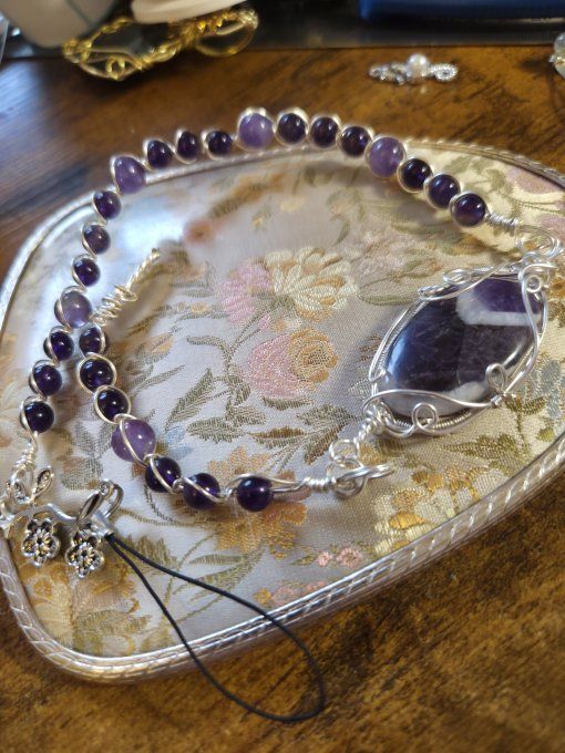 Bracelet Améthyste - pierre de spiritualité et d'apaisement  - Copie