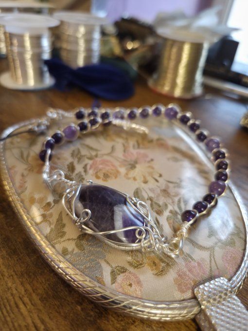 Bracelet Améthyste - pierre de spiritualité et d'apaisement  - Copie