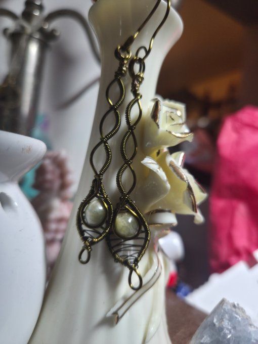 Boucle d'oreille chrysoberyl Oeil de chat : Chance et joie 