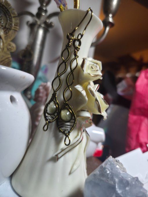 Boucle d'oreille chrysoberyl Oeil de chat : Chance et joie 