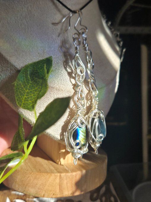 Boucle d’oreille labradorite 