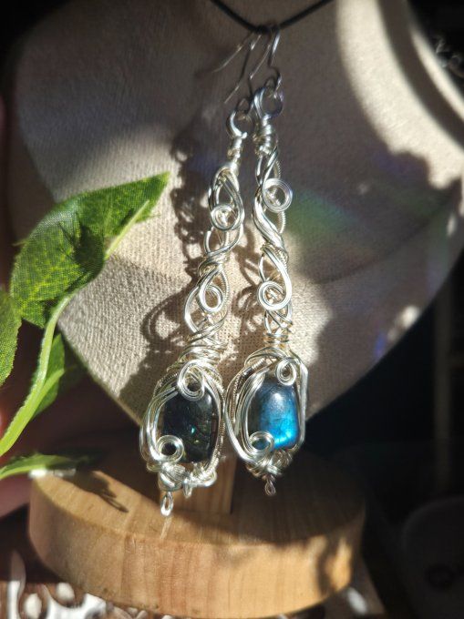 Boucle d’oreille labradorite 