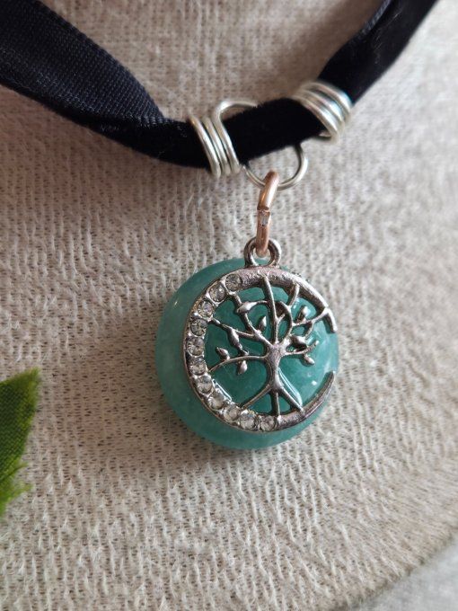 Amulette  argent Amazonite arbre de vie- verité & Sérénité 