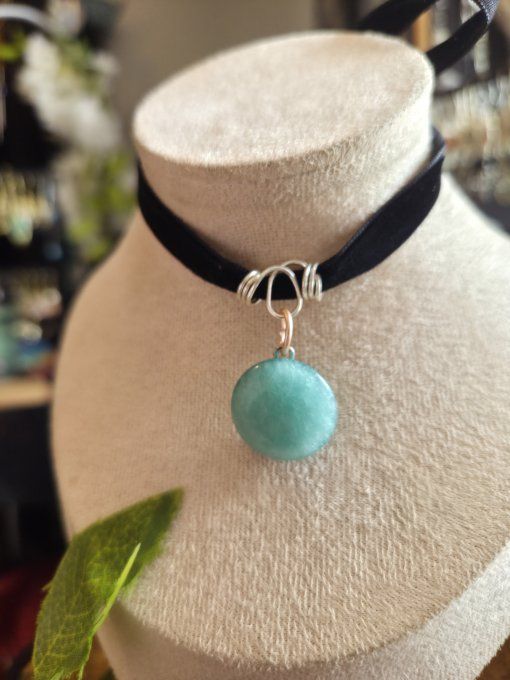 Amulette  argent Amazonite arbre de vie- verité & Sérénité 