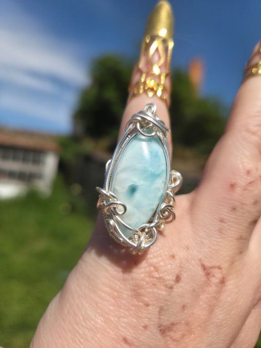 Bague chevalliere Larimar ✨argent  