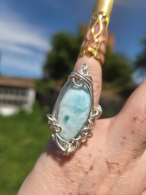 Bague chevalliere Larimar ✨argent  