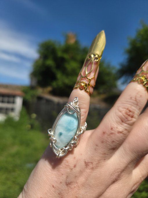 Bague chevalliere Larimar ✨argent  