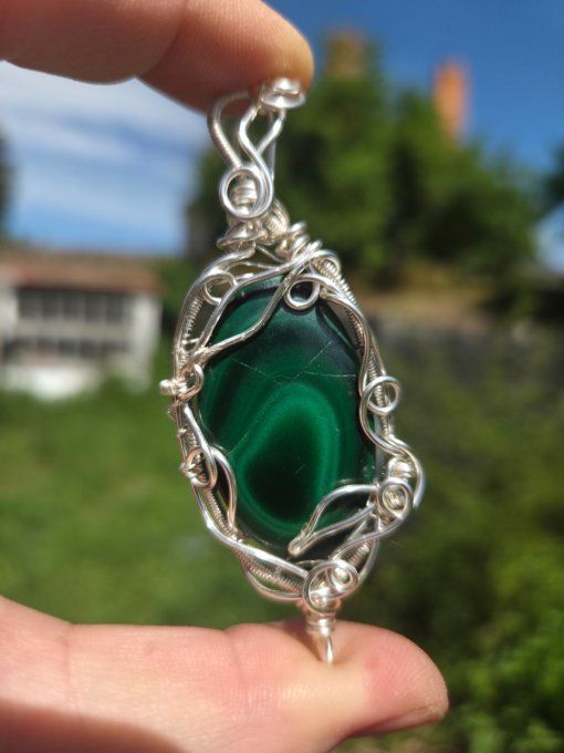 Pendentif  argent Malachite – Harmonie & Protection Du Cœur ☘️  