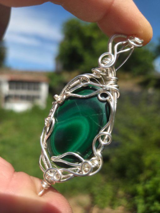 Pendentif  argent Malachite – Harmonie & Protection Du Cœur ☘️  