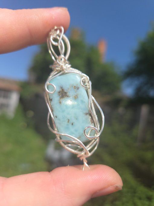 Pendentif Larimar ✨argent  - pierre des legendes 