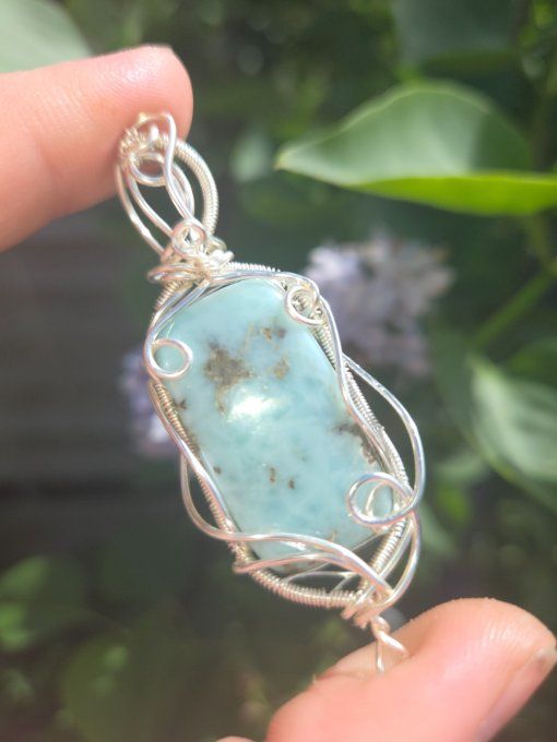 Pendentif Larimar ✨argent  - pierre des legendes 