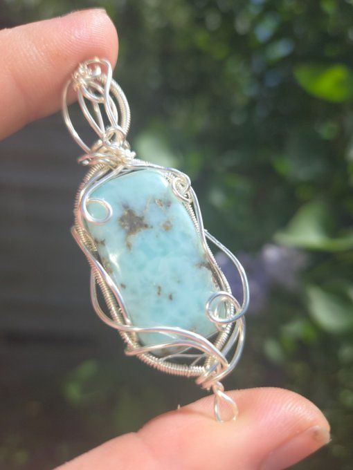 Pendentif Larimar ✨argent  - pierre des legendes 