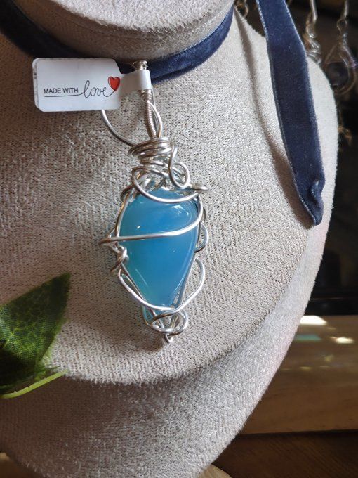  Pendentif Onyx bleu d'argentine - Amulette