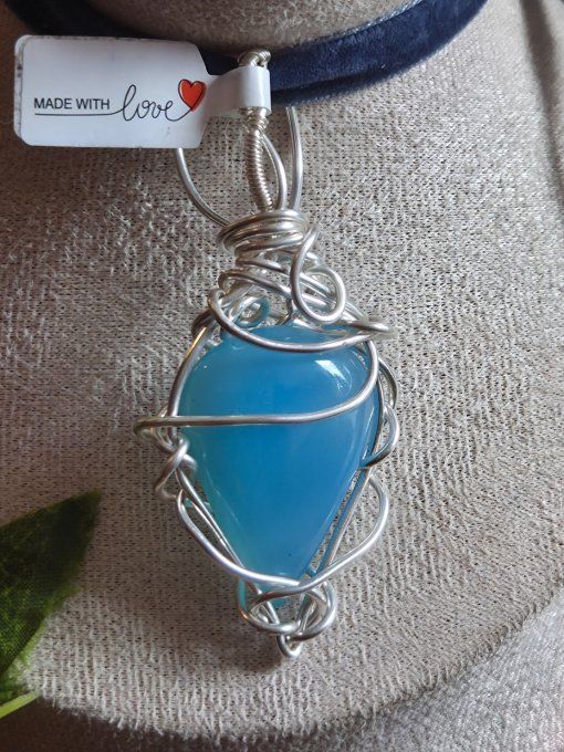  Pendentif Onyx bleu d'argentine - Amulette
