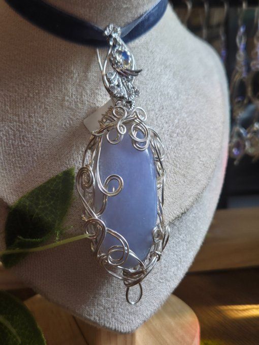 Pendentif calcedoine Blue lace-L'elfique