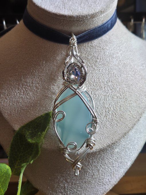  Pendentif argent Aqua Calcédoine✨