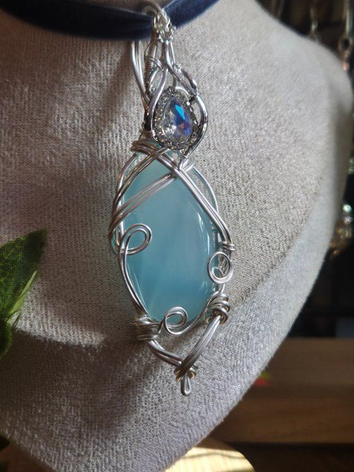  Pendentif argent Aqua Calcédoine✨