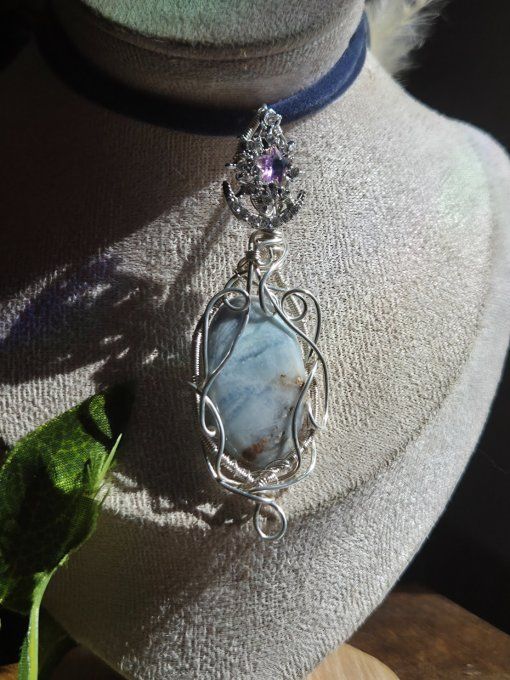 Amulette calcite bleu Bleue  – Intuition & Ouverture Spirituelle  