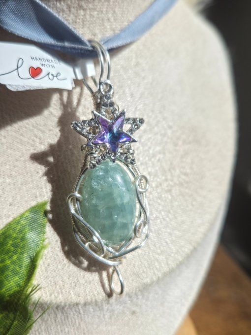 Pendentif aigue marine argent 