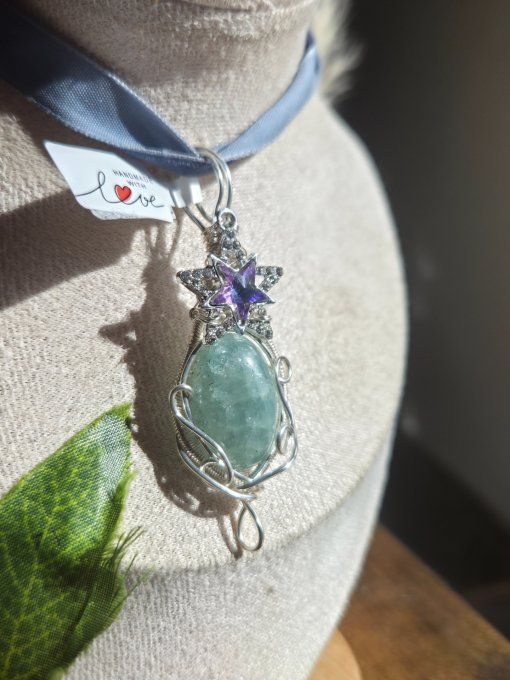 Pendentif aigue marine argent