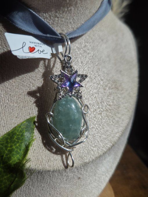 Pendentif aigue marine argent 
