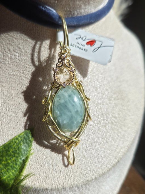 Pendentif aigue marine