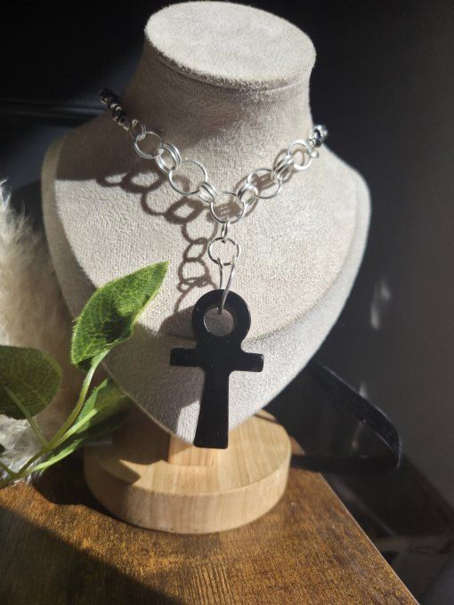 Collier Ankh Onyx Noire -Protection et Ancrage 